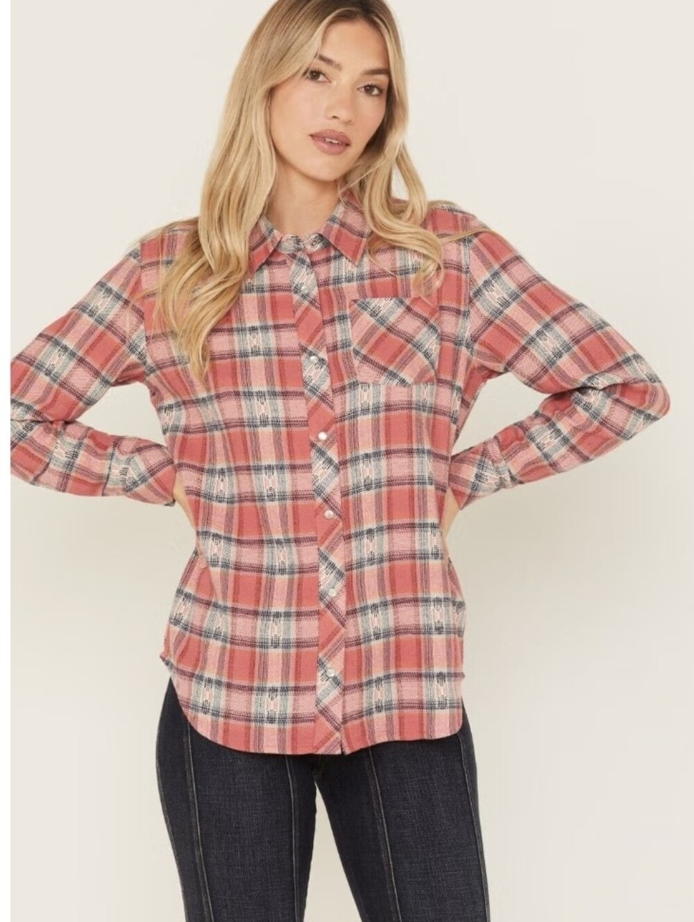 Idyllwind Long Sleeve Pearl Snap Flannel Shirt, Size XL